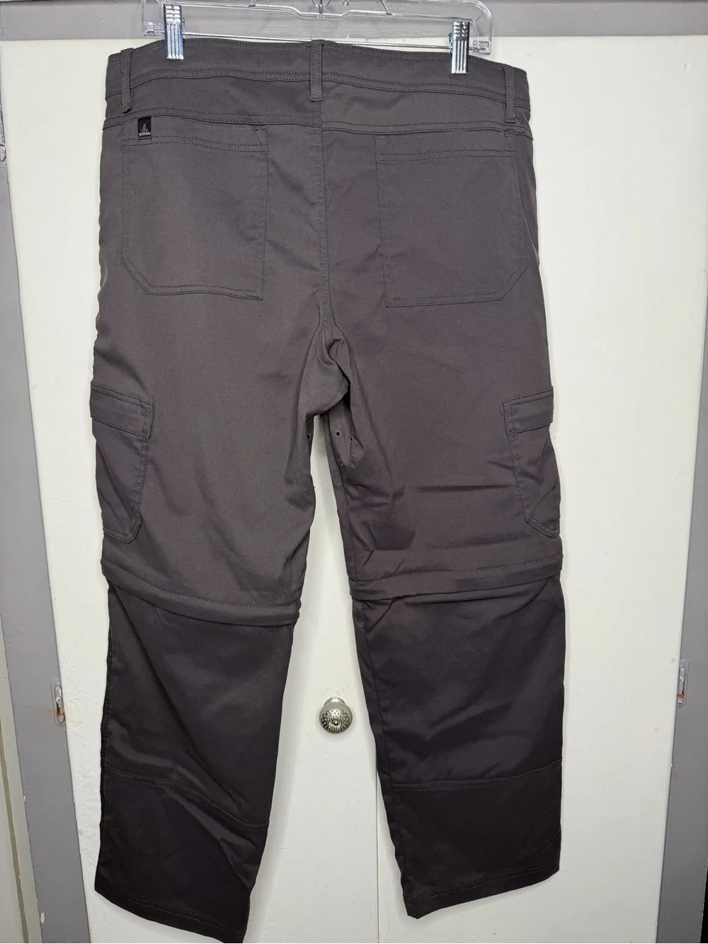 Prana Pants Mens 34x30 Gray Stretch Zion Belted Cargo Lightweight Nylon Hike